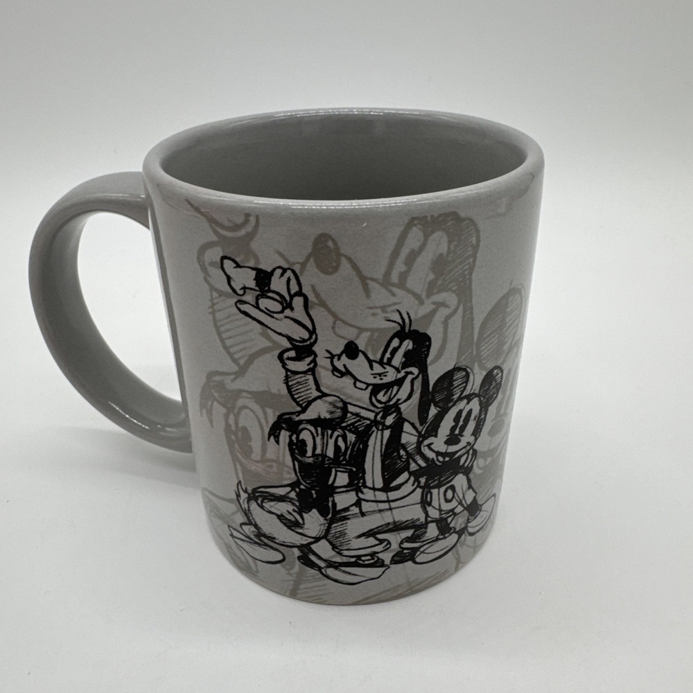 Coffee Mug Jerry Leigh Black Sketch Art Disney Core  Mickey Donald‎ Goofy